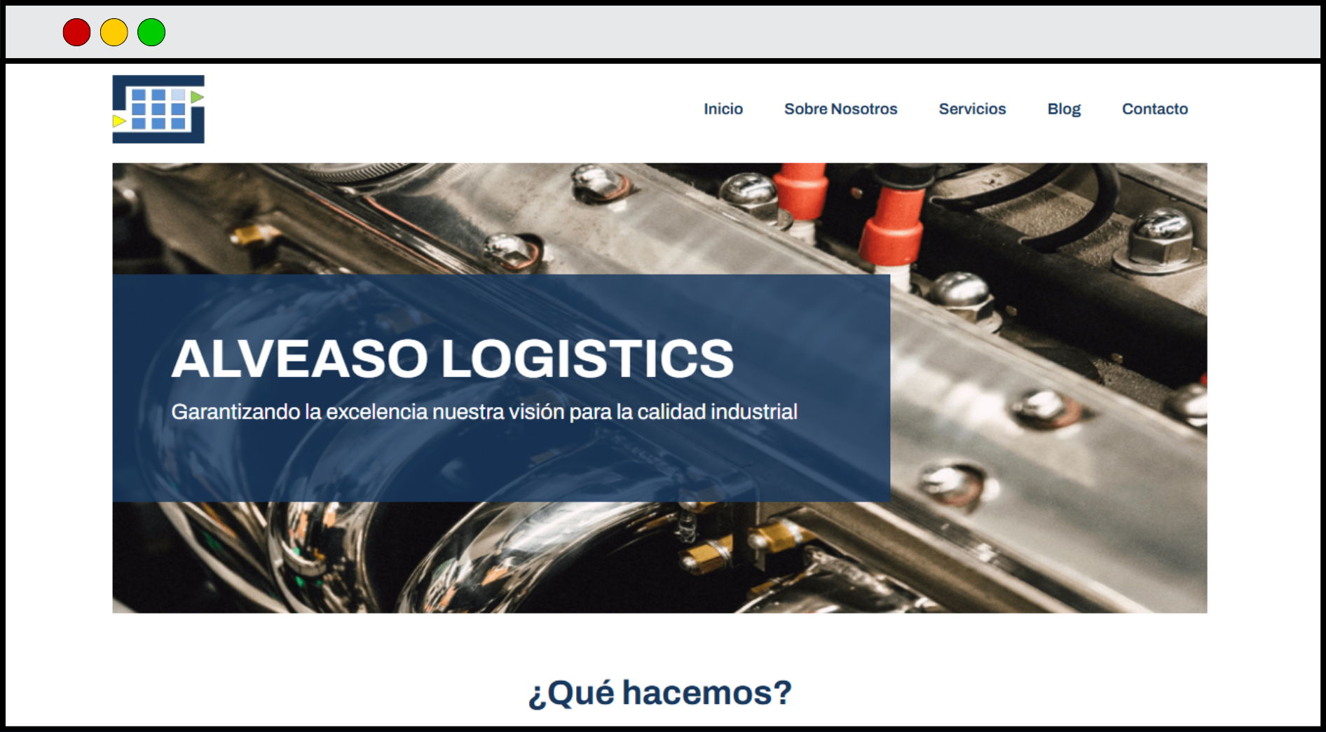 Portada de Página Web de Alveaso Logistic